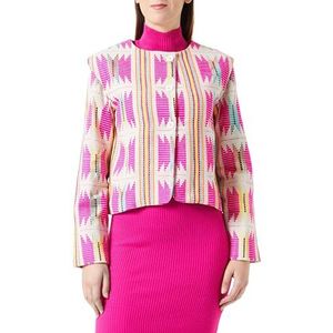 NALLY Korte blazerjas voor dames, Roze Inca-patroon, XS