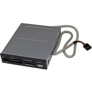 StarTech.com Voorbay adapter 8,9 cm (3,5 inch), header-aansluiting voor geheugenkaarten, SD-kaarten, CF, SDHC, XD, M2, MS, 22-in-1