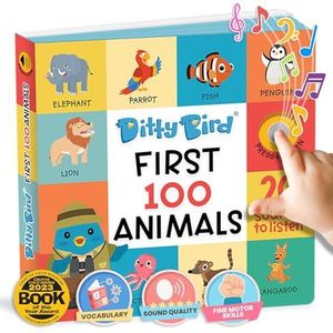 DITTY BIRD First 100 Animals Kinderliedjes geluidenboek - Babyspeelgoed met muziek en geluid. Met 6 geluidsknoppen om Engels te leren