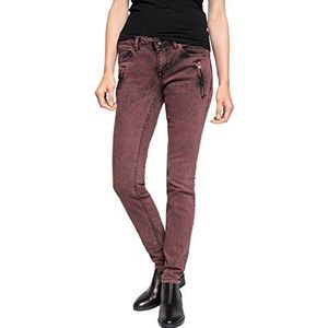 edc by ESPRIT Dames slim broek met vintage wassing, rood (bordeaux red 600), 36W x 34L