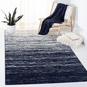 Safavieh Modern ombre-tapijt voor woonkamer, eetkamer, slaapkamer - Adirondack collectie, laagpolig, marineblauw en ivoor, 91 x 152 cm