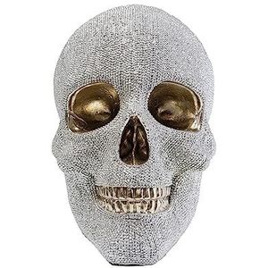 Kare Design spaarpot Skull Crystals, wit/goud, spaarpot, doodshoofd, kristal, handgemaakt, uniek, 17 x 14 x 23 cm (h x b x d)