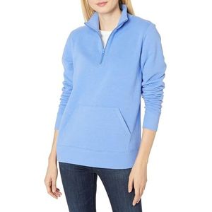 Amazon Essentials Dames lange mouwen lichtgewicht Franse Terry Fleece Quarter-Zip Top, blauw Heide, XXL
