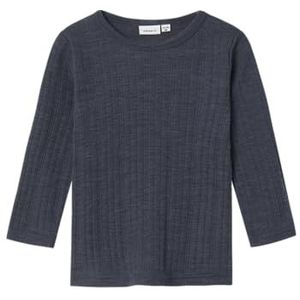 NAME IT Jongens Nmmwang Wool Needle Ls Top Solid Noos shirt met lange mouwen, blauw, 110 cm