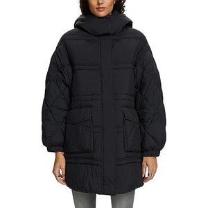 ESPRIT Gerecycled: gewatteerde jas met capuchon, zwart, L