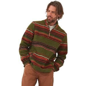 Joe Browns Heren gestreepte kwart rits trechter hals fleece trui trui, Groen, XL