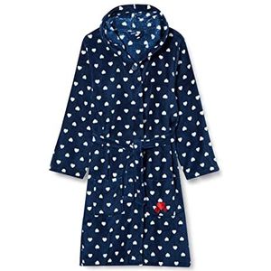 Playshoes Fleecebadjas voor kinderen, hartjes, badjas met capuchon, blauw (marine 11), 122 cm