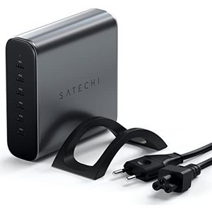 SATECHI - GaN 200W USB-C Oplader Met 6 Poorten - 2x USB-C PD 3.1 (140W) En 4x USB-C PD 3.0), Snellaadstation Voor Onderweg - Compatibel Met Apple En De Meeste Thunderbolt USB-C Apparaten (EU)