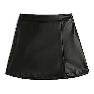 Koton Girls Faux Leather Mini Rok Slit Detail Elastische Tailleband, 999 (zwart), 6-7 Jaar