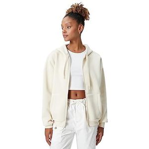 Koton Oversized hoodie voor dames met rits, beige (052), M/L