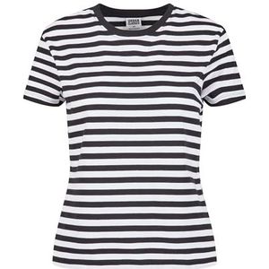 Urban Classics Dames T-Shirt Ladies Regular Striped Tee White/Black XXL, wit/zwart, XXL