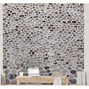 Apalis stenen wand, vliesbehang Andalusische stenen muur, fotobehang vierkant 192 x 192 cm multicolor