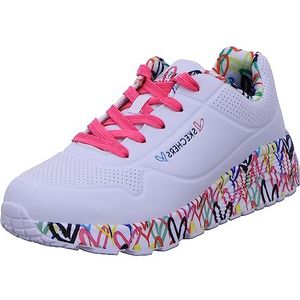 Skechers Uno Lite Lovely Luv, gymschoenen voor meisjes en meisjes, Wit Synthetisch H Pink Trim, 33.5 EU