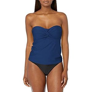 Catalina Women's Twist Front Bandeau Tankini Swimsuit, Navy, Medium