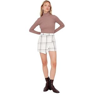 Trendyol Dames Mini Asymmetrische Slim Fit Geweven Rok, Ecru, 60