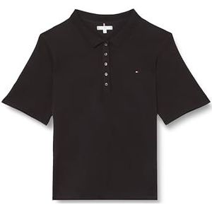 Tommy Hilfiger Dames CRV 1985 Reg Pique Polo Ss S/S polo's, zwart, 48, Zwart, 48