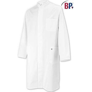 BP 1324-152-21-49 mantel voor mannen, lange mouwen, opstaande kraag, 205,00 g/m² puur katoen, wit, 49