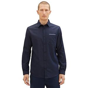 TOM TAILOR Heren Regular Fit Dobby overhemd met borstzak, 32299 - Navy Diamond Structure, M