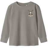 NAME IT - Shirt - Bruin Geel Grijs Wit - Lange Mouw - Ronde Hals