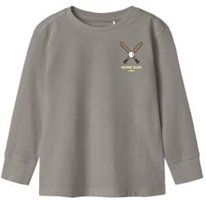 NAME IT - Shirt - Bruin Geel Grijs Wit - Lange Mouw - Ronde Hals