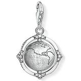 Thomas Sabo Dames bedelhanger vintage wereldbol Charm Club 925 sterling zilver 1676-643-14, Sterling zilver, Zirkonia
