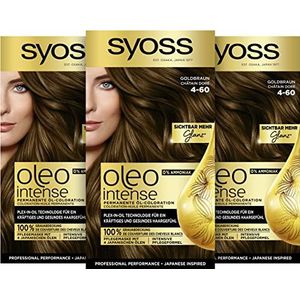 Syoss Oleo Intense Haarverf, 4-60 goudbruin, verpakking van 3 stuks (3 x 115 ml)