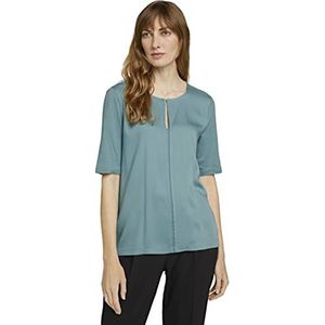 TOM TAILOR mine to five Dames T-shirt in materiaalmix 1024696, 13178 - Mineral Stone Blue, S
