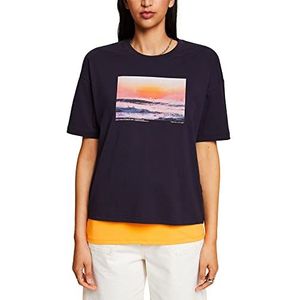 edc by Esprit Bedrukt katoenen T-shirt, Donkerblauw, S