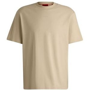 HUGO Heren Dapolino Relaxed-fit T-shirt in katoen met logo-print beige, Beige, XXL