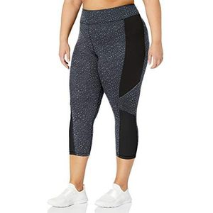 Just My Size Women's Plus Size Active Pieced Stretch Capri, Spot on Slate Grey/Black, 4X