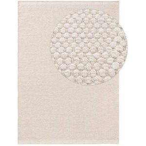 Benuta Wollen tapijt Rocco wit 70x140 cm laagpolig plat weefsel voor woonkamer, slaapkamer, eetkamer of kinderkamer