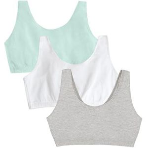 Fruit of the Loom Sportbeha voor dames, set van 3 stuks, Heather Grey Met Zwart/Houtskool/Zwart, 0