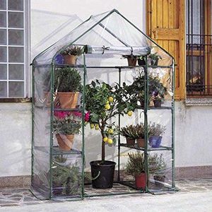 Verdemax ""IBISCUS"" broeikas (cm 140 x 73 x 200) met 8 planken en wielen - hoes inbegrepen