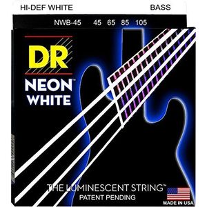 DR Snaren NWB545 45-125 Medium Set Handgemaakte Neon Hi-Def Wit Gecoat 5-String Bass Snaren