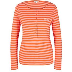 TOM TAILOR Dames T-shirt met lange mouwen 1035458, 31602 - Pink Red Stripe, M
