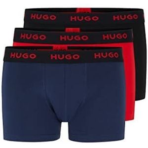 HUGO Heren Trunk Triplet Pack Drie-Pack van Stretch-Katoen Trunks met Logo taillebanden, Meerkleurig, S