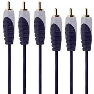 Cinch-kabel voor thuisbioscoop, dvd, videocamera's en apparaten met stereo-audio en composietvideo, 3 cinch-stekker (mannelijk naar stekker) met 24 karaat (2 microfoons), 1 m