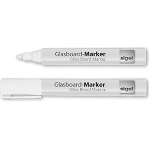 Sigel Glazen board Marker Whiteboard Marker, ronde punt 5 stuks, afwasbaar weiß / 2 Stuk