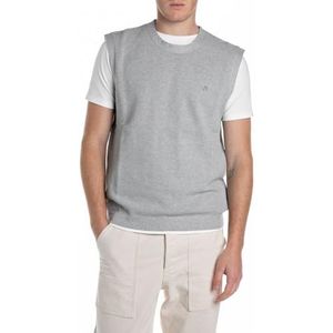 Replay Heren Regular Fit Pullunder met ronde hals van katoen, M03 Grey Melange, L