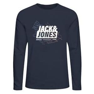 JACK & JONES JCOMAP Logo Tee LS Crew Neck MNI, navy blazer, 122 cm