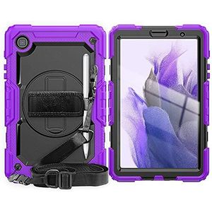 Beschermhoesje voor Samsung Galaxy Tab A7 Lite 8,7 inch met penhouder [polsband 360 draaibaar] en houder, beschermhoes voor Galaxy Tab A7 Lite 2021 SM-T220/T225/T227 violet