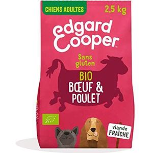 Edgard & Cooper Droogvoer voor volwassen honden, biologisch, glutenvrij, natuurlijk voer, 2,5 kg, vers biologisch rundvlees en kip, gezonde voeding, smakelijke en evenwichtige eiwitten