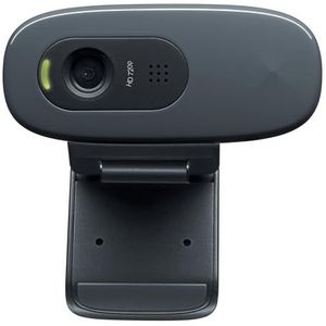 HD-webcam, 720p, glazen lens, geïntegreerde microfoon, compatibiliteit met pc en Mac, ideaal voor videoconferenties en streaming.