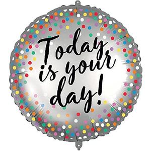 Procos 92437 - folieballon Today is your day - Happy Birthday, grootte 46 cm, helium, ballon, verjaardag, decoratie, cadeau