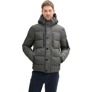 TOM TAILOR - Pufferjas - Grey Garment Dye Structuur - Heren - Afneembare Capuchon