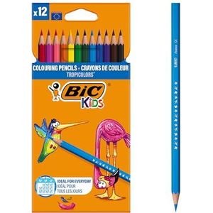 BIC Kids Tropicolors Kleurpotloden - Verschillende Kleuren, Pak van 12 Stuks