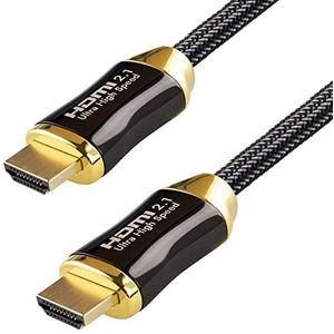 Qnected HDMI 2.1 Kabel 3 Meter - Gecertificeerd - 4K 120Hz/144Hz, 8K 60Hz, HDR10+/Dolby Vision, eARC, 48Gbps - Ultra High Speed - Compatibel met PlayStation 5, Xbox Series X & S, TV, PC, Projector