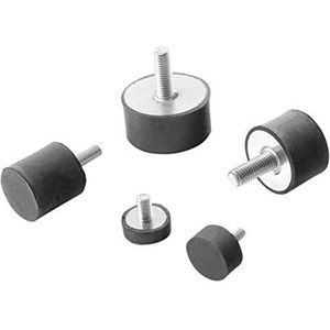 Kora Meubelpoot, rubber-metalen element met eenzijdige schroefdraad, diverse maten, type D (M8 x 23, 40 x 30) in zwart, rond, voor machinehouder (compressoren, motoren, pompen, enz.) in diverse