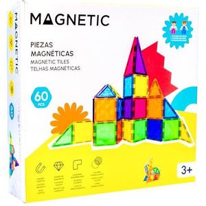 Campus Magnetische bouwstenen, doorschijnende gekleurde magneetspellen, geometrische onderdelen voor 2D- en 3D-bouw, magneetset, incl. handleiding en 2 poppen