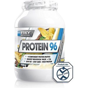 Frey Nutrition Protein 96 (stracciatella, 750 g), ideaal voor koolhydraatgereduceerde dieet-fasen en als tussenmaaltijd - hoog casegehalte - low carb - Made in Germany